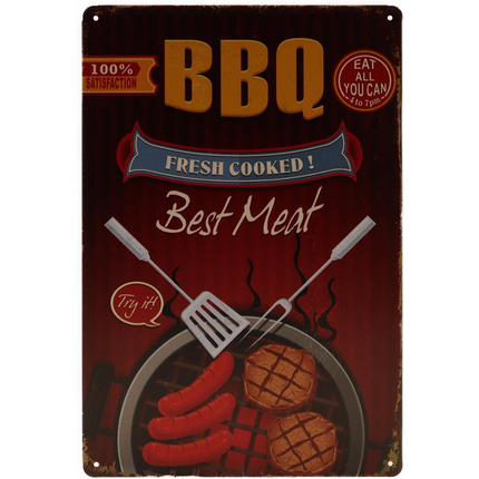 BBQ Wandbord Fresh cooked Best Meat 20x25cm