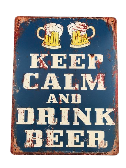 BBQ Wandbord Keep Calm and Drink beer 25x33cm