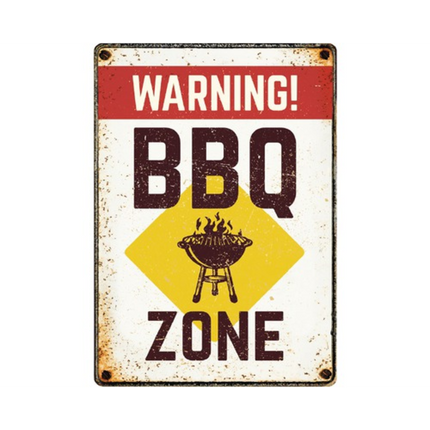 BBQ Wandbord Warning BBQ zone 20x25cm