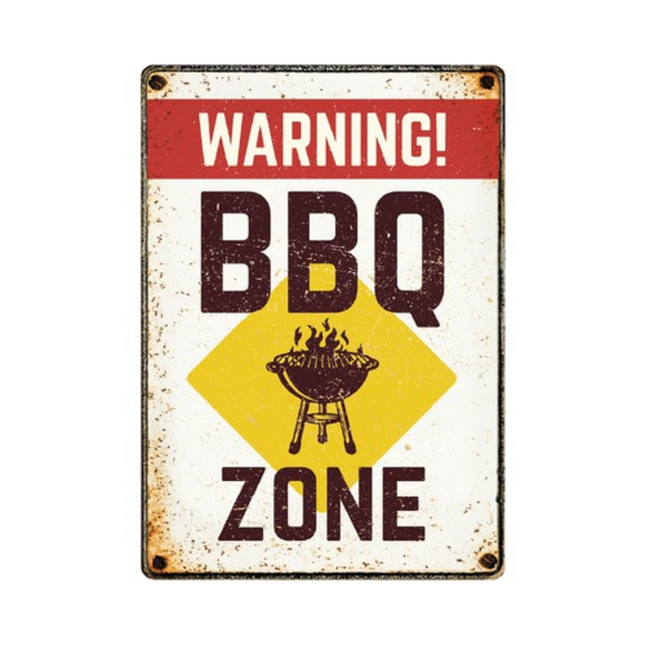 BBQ Wandbord Warning BBQ zone 20x25cm