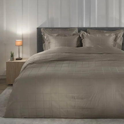 Heckettlane Dekbedovertrek Diamante, satijn 140x200/220 cm, Taupe grey