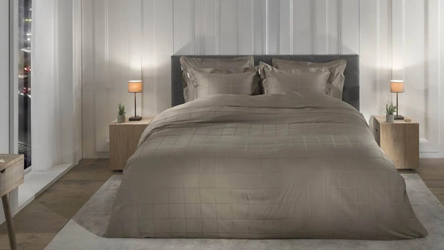 Heckettlane Dekbedovertrek Diamante, satijn 140x200/220 cm, Taupe grey