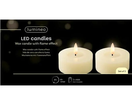 Lumineo LED theelicht wax - 7x6cm - creme