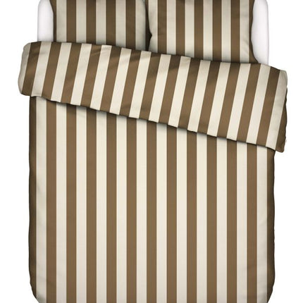 Essenza Dekbedovertrek Minte stripe Slate brown - Vanilla 240x200/220 cm