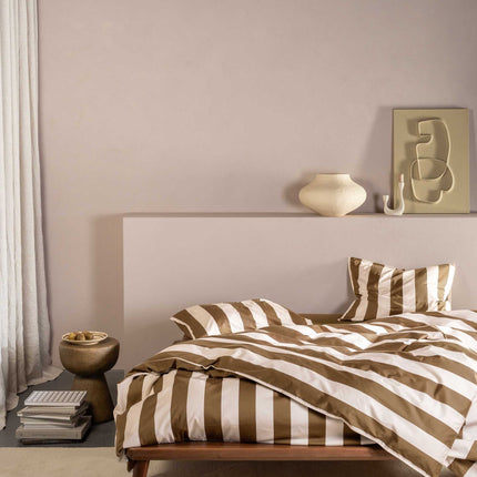 Essenza Dekbedovertrek Minte stripe Slate brown - Vanilla 240x200/220 cm