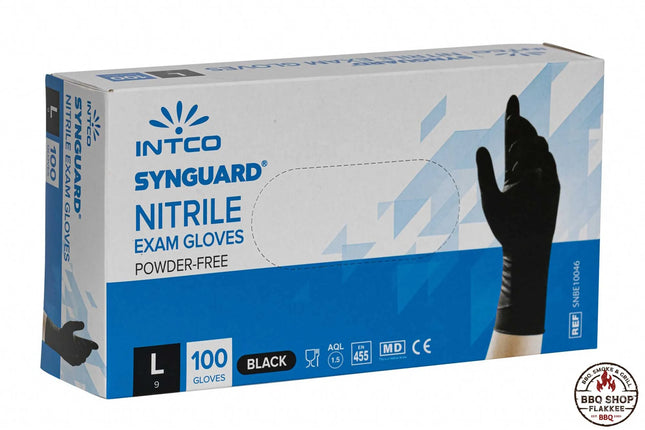 Nitrile handschoen poedervrij zwart 100st maat L