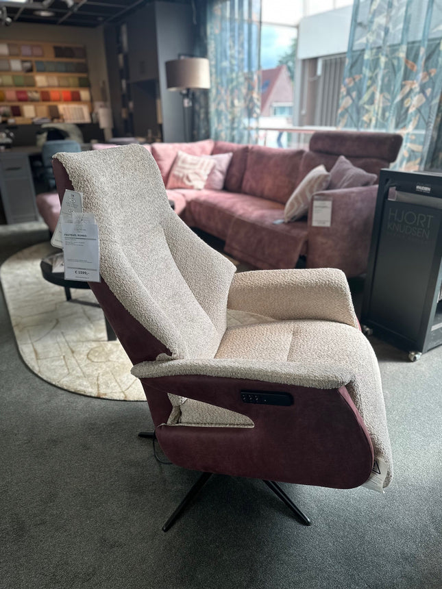 Cozy Homes Relaxfauteuil Romeo - Duo Stoffering Wine Red/Beige, M